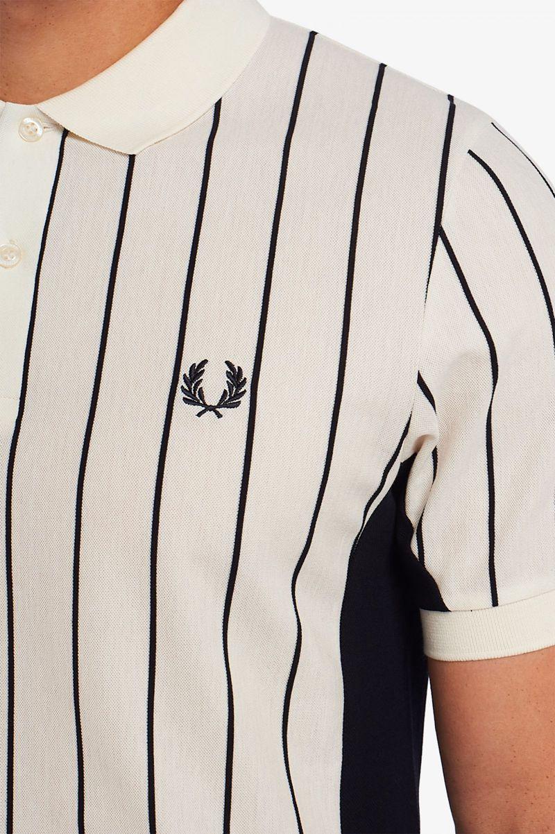 White Fred Perry Refined Pinstripe Polo Men's Shirts | PH 1523QMAZ